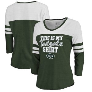 Women’s New York Jets NFL Pro Line by Fanatics Branded Green Air Color Block Tri-Blend 3/4-Sleeve T-Shirt