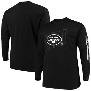 Men’s New York Jets Majestic Black Big & Tall Team Startling Success Long Sleeve T-Shirt
