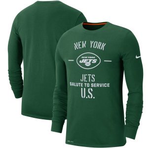 Men’s New York Jets Nike Green 2019 Salute to Service Sideline Performance Long Sleeve Shirt