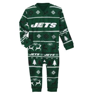 New York Jets Infant Holiday Bodysuit Pajamas – Green/Black